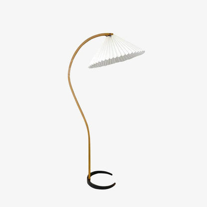 Arbora Arc floor lamp with beech wood arc and white pleated shade by Moktan Sabai on Tampa Home & Garden Store