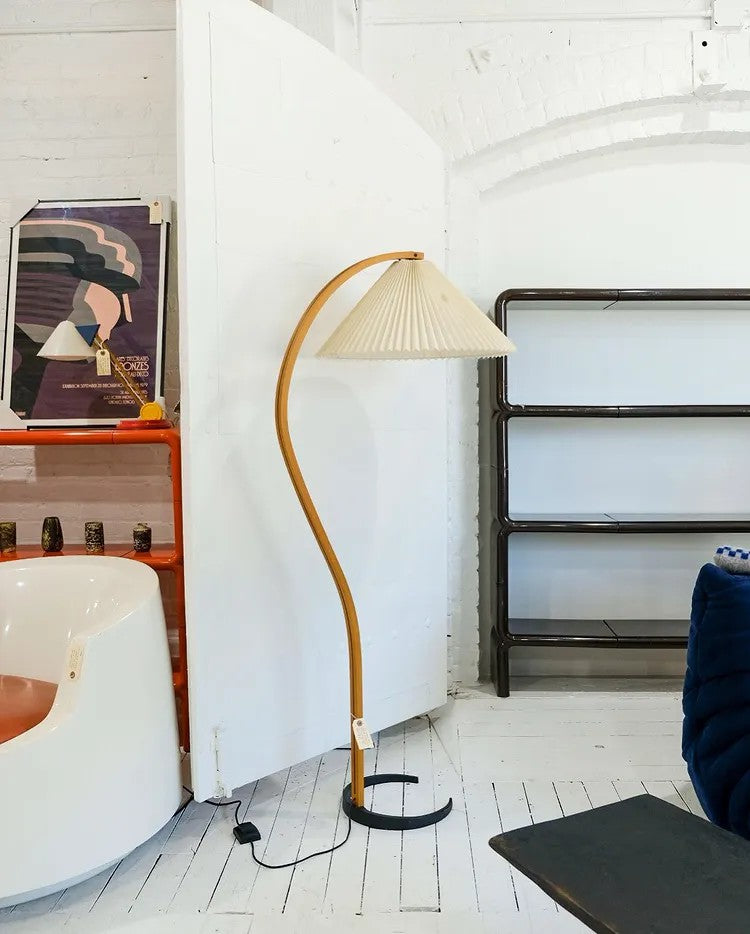 Arbora Arc Floor Lamp beech wood with shade Moktan Sabai lamp on Tampa Home & Garden Store