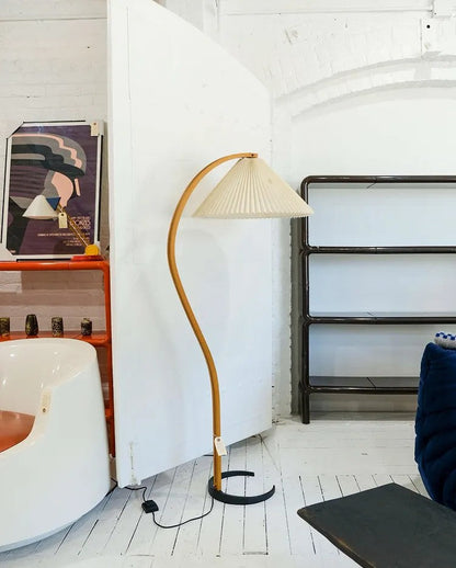 Arbora Arc Floor Lamp beech wood with shade Moktan Sabai lamp on Tampa Home & Garden Store