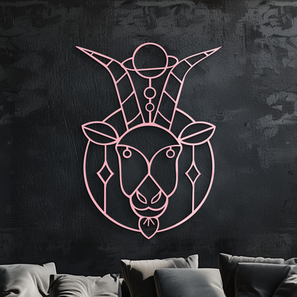Capricorn Zodiac Metal Wall Art – Geometric Pink Astrology Decor - KAFGP154 - Tampa Home & Garden Store