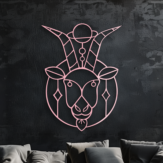 Capricorn Zodiac Metal Wall Art – Geometric Pink Astrology Decor - KAFGP154 - Tampa Home & Garden Store