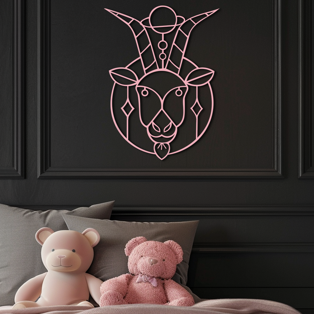 Capricorn Zodiac Metal Wall Art – Geometric Pink Astrology Decor - KAFGP154 - Tampa Home & Garden Store