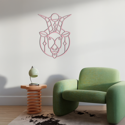 Capricorn Zodiac Metal Wall Art – Geometric Pink Astrology Decor - KAFGP154 - Tampa Home & Garden Store