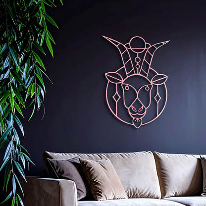Capricorn Zodiac Metal Wall Art – Geometric Pink Astrology Decor - KAFGP154 - Tampa Home & Garden Store