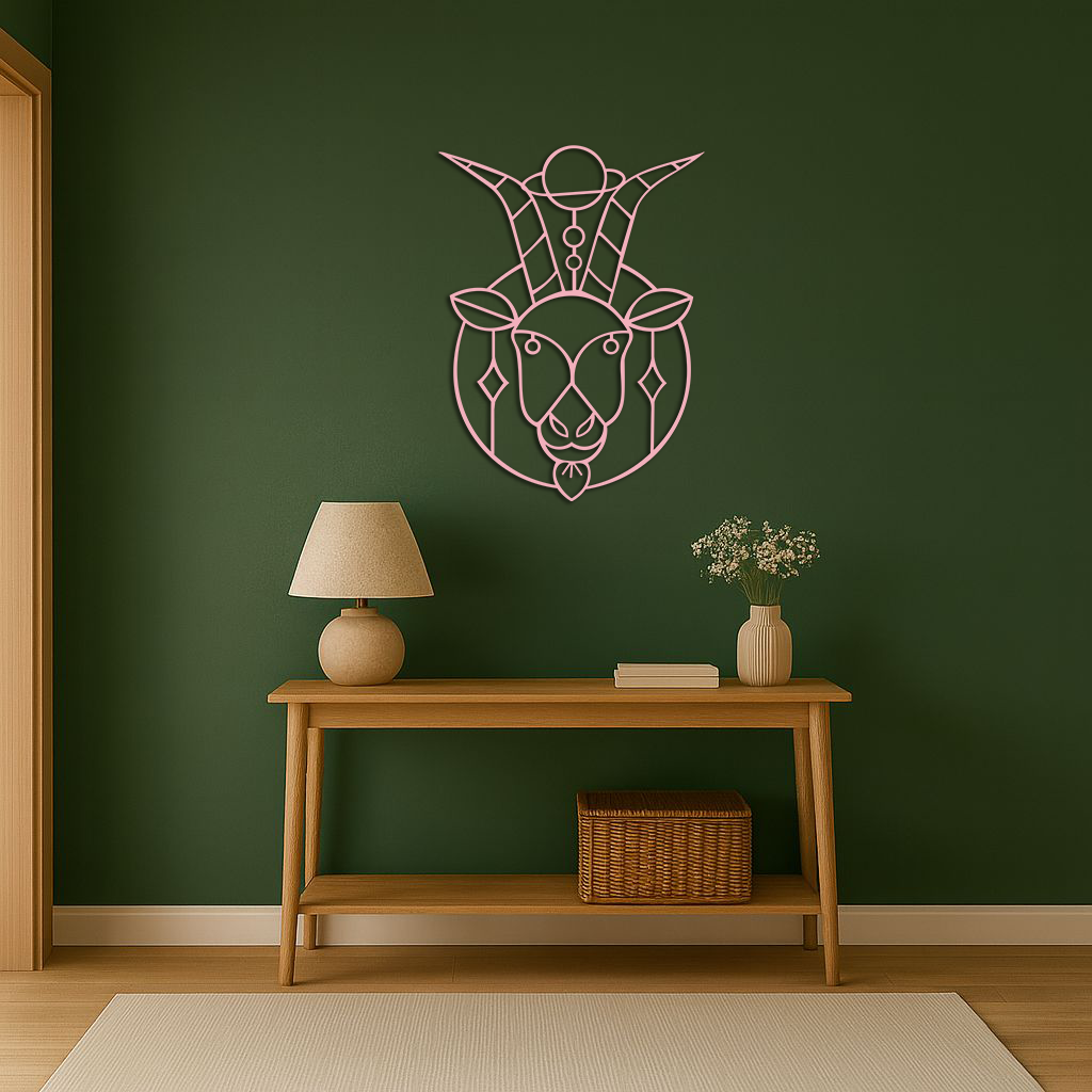 Capricorn Zodiac Metal Wall Art – Geometric Pink Astrology Decor - KAFGP154 - Tampa Home & Garden Store