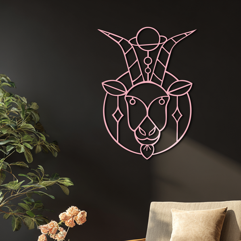 Capricorn Zodiac Metal Wall Art – Geometric Pink Astrology Decor - KAFGP154 - Tampa Home & Garden Store