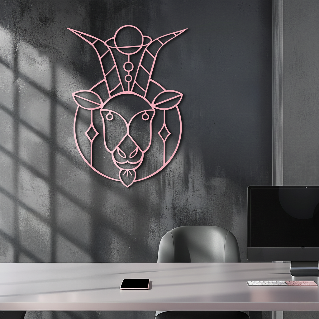 Capricorn Zodiac Metal Wall Art – Geometric Pink Astrology Decor - KAFGP154 - Tampa Home & Garden Store