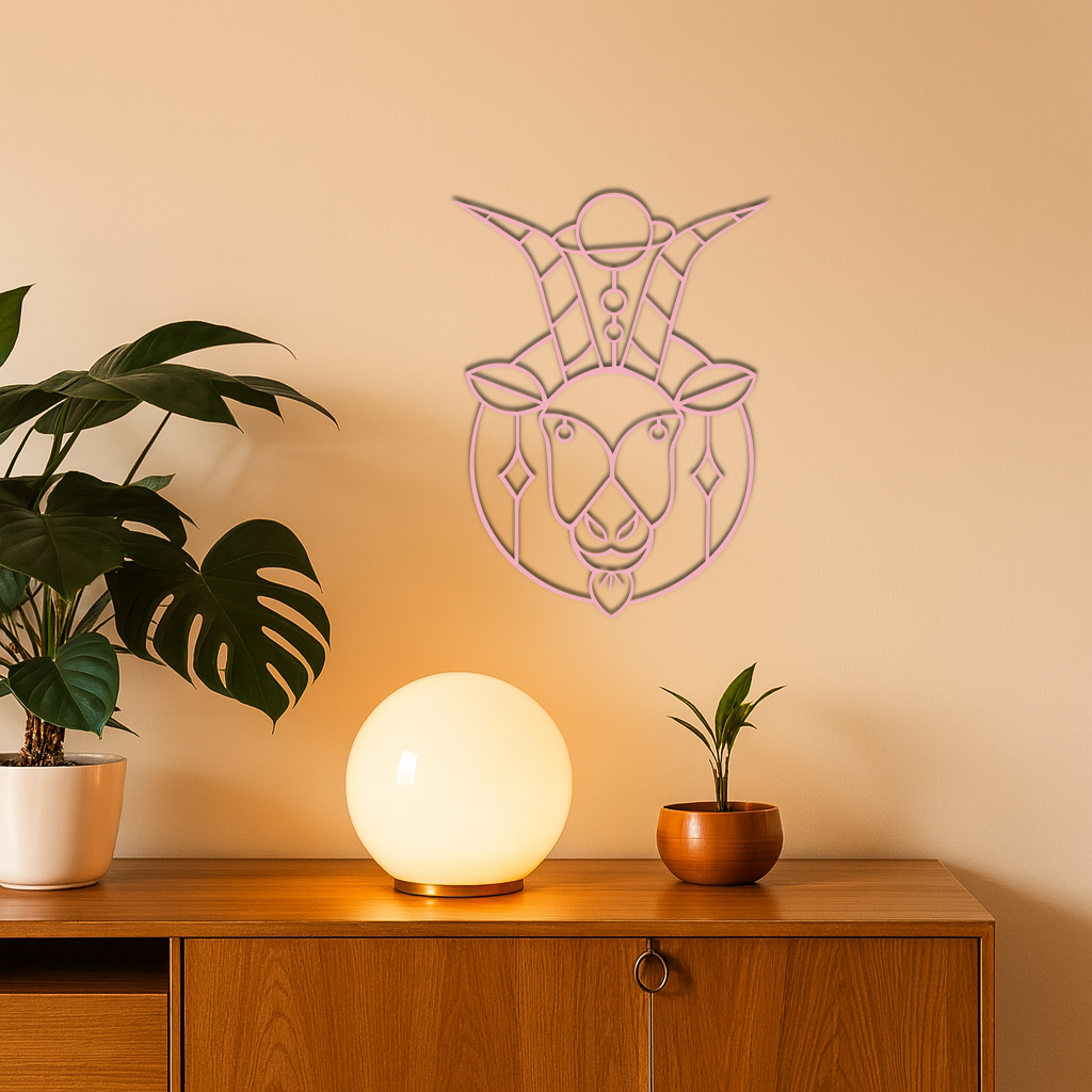Capricorn Zodiac Metal Wall Art – Geometric Pink Astrology Decor - KAFGP154 - Tampa Home & Garden Store