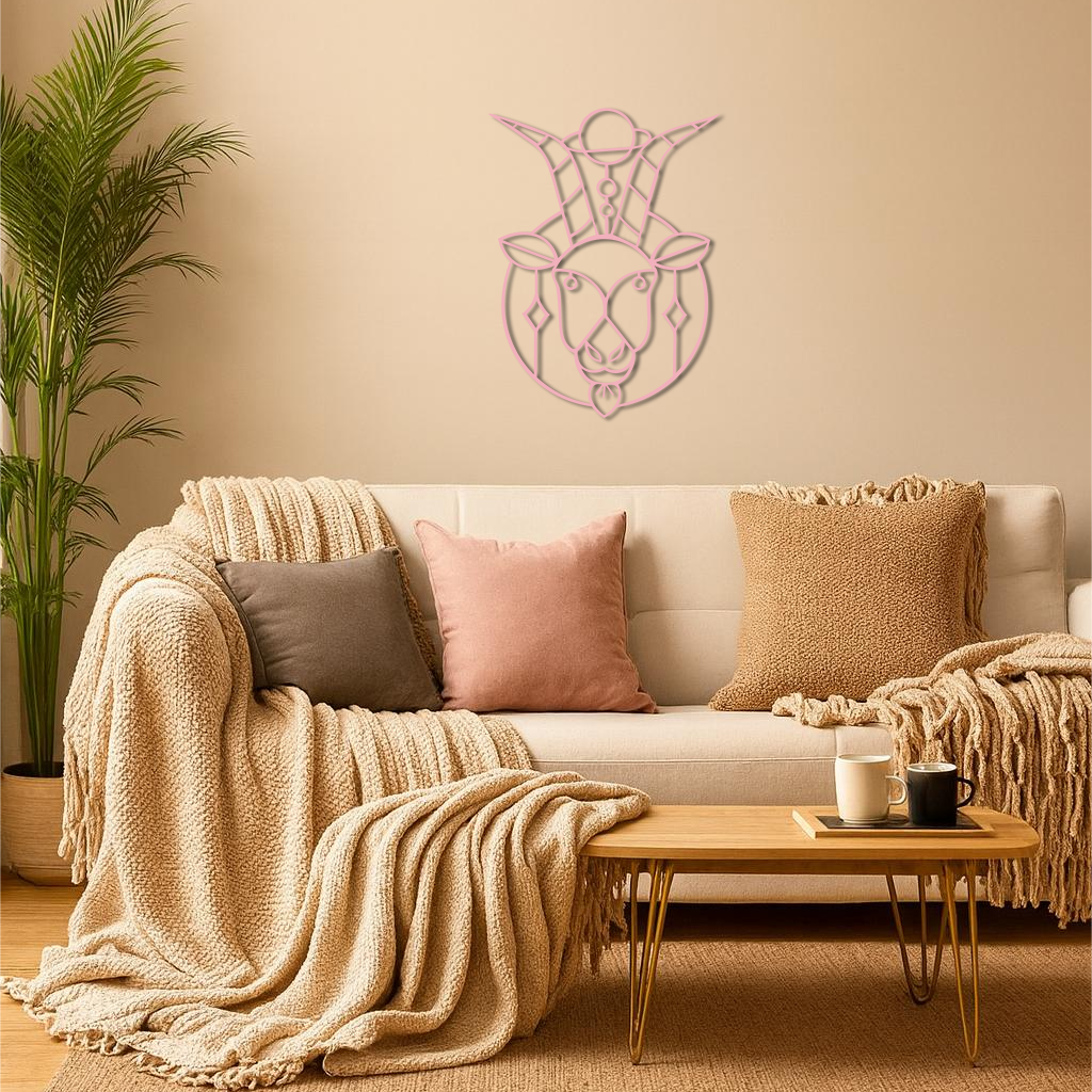 Capricorn Zodiac Metal Wall Art – Geometric Pink Astrology Decor - KAFGP154 - Tampa Home & Garden Store