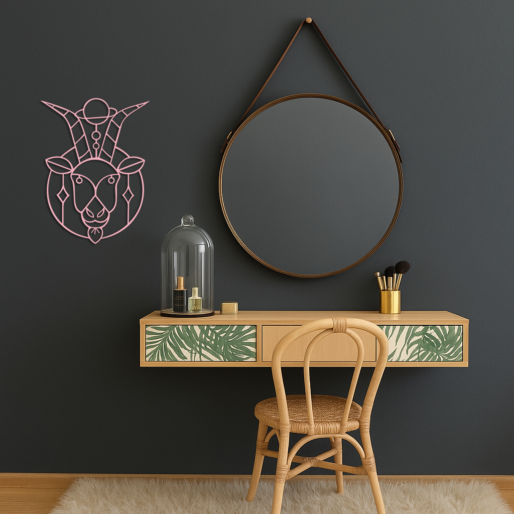 Capricorn Zodiac Metal Wall Art – Geometric Pink Astrology Decor - KAFGP154 - Tampa Home & Garden Store
