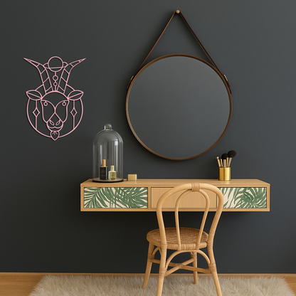 Capricorn Zodiac Metal Wall Art – Geometric Pink Astrology Decor - KAFGP154 - Tampa Home & Garden Store