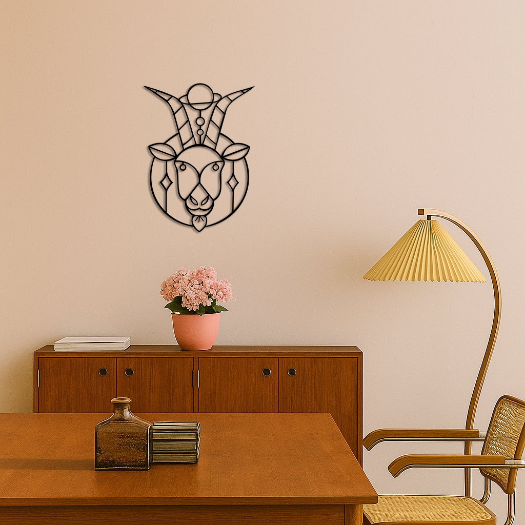 Capricorn Zodiac Metal Wall Art – Geometric Pink Astrology Decor - KAFGP154 - Tampa Home & Garden Store