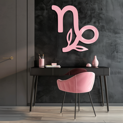 Capricorn Zodiac Symbol Metal Wall Art – Floral Astrology Home Decor - KAFGP081 - Tampa Home & Garden Store