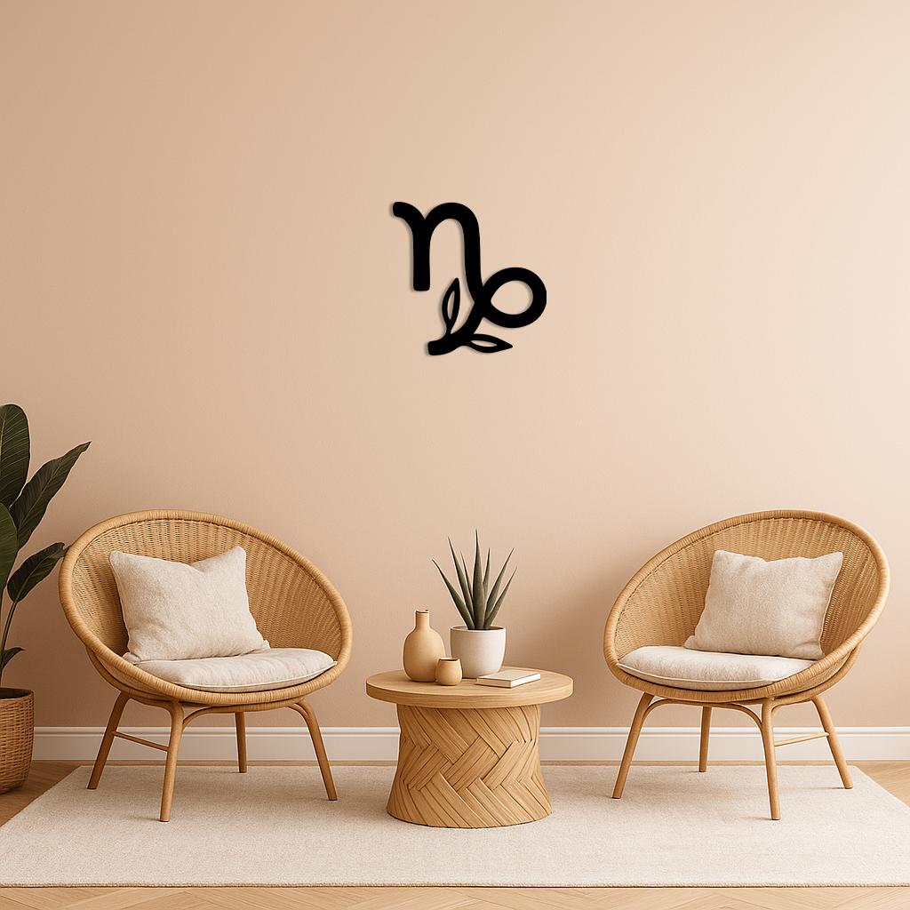 Capricorn Zodiac Symbol Metal Wall Art – Floral Astrology Home Decor - KAFGP081 - Tampa Home & Garden Store