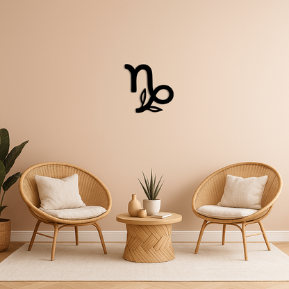 Capricorn Zodiac Symbol Metal Wall Art – Floral Astrology Home Decor - KAFGP081 - Tampa Home & Garden Store