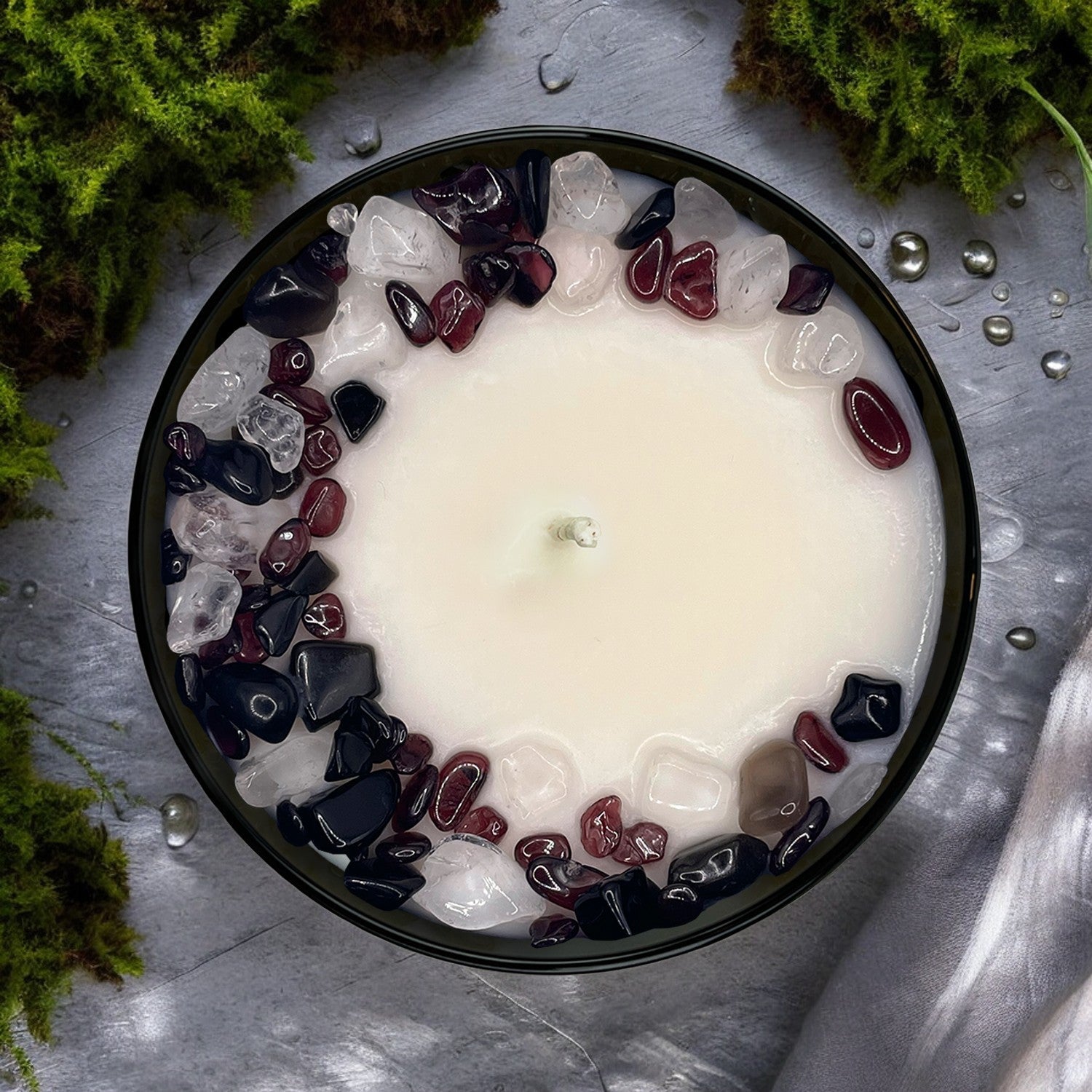 Capricornus Zodiac Crystal Candle with Garnet, Black Obsidian and Crystal Quartz | Coconut-Soy Wax Candle, 9oz - Tampa Home & Garden Store