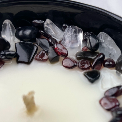 Capricornus Zodiac Crystal Candle with Garnet, Black Obsidian and Crystal Quartz | Coconut-Soy Wax Candle, 9oz - Tampa Home & Garden Store