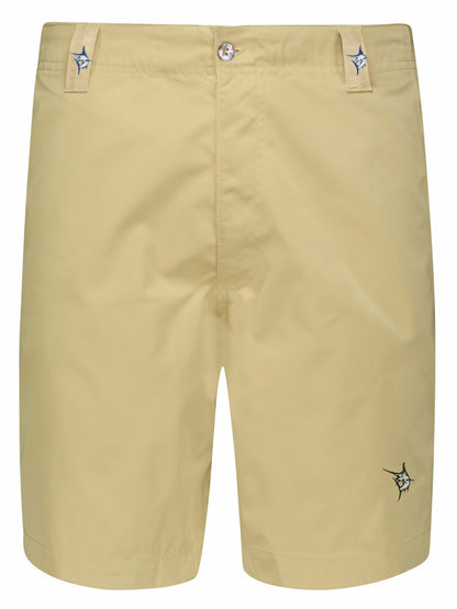Captain Shorts White Water Life khaki shorts with logo belt loops and leg hem logo front button on Tampa Home & Garden Store