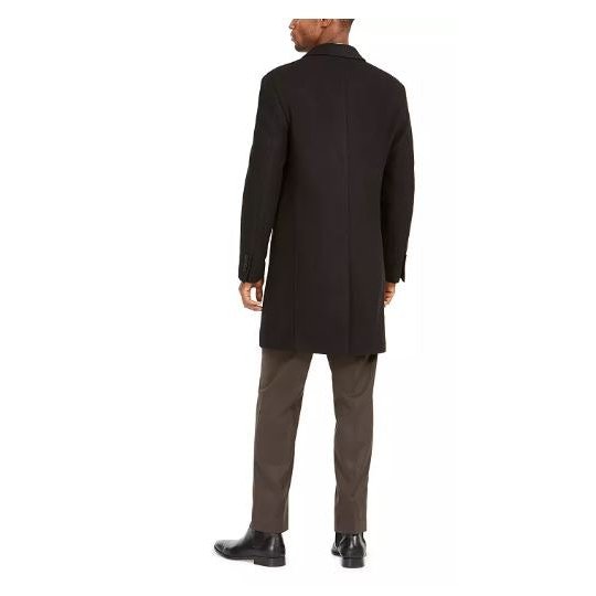 Calvin Klein Mens Malibu Slim Black Overcoat