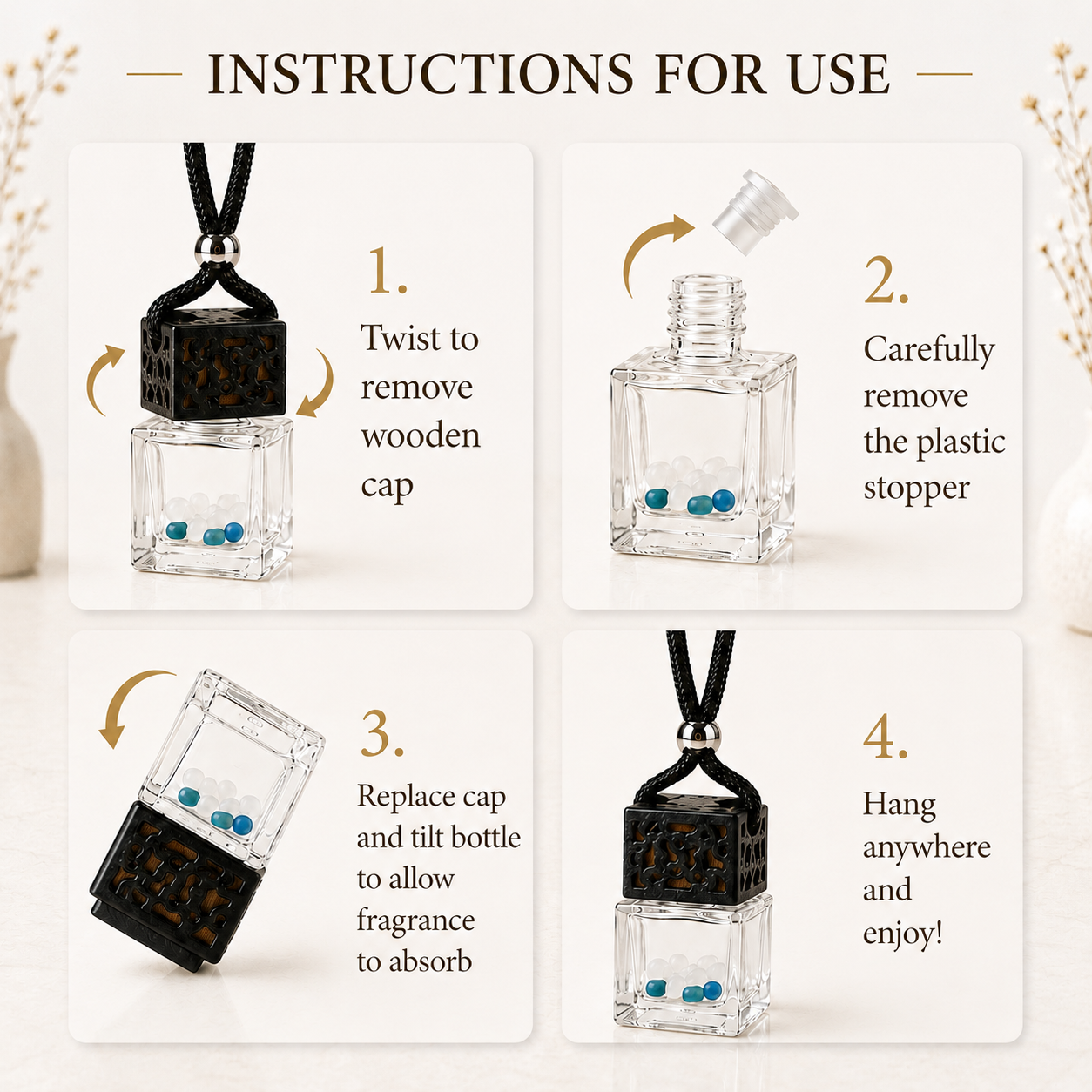 Gemini Zodiac Crystal-Enhanced Oil Diffuser, Car Air Freshener, 8ml