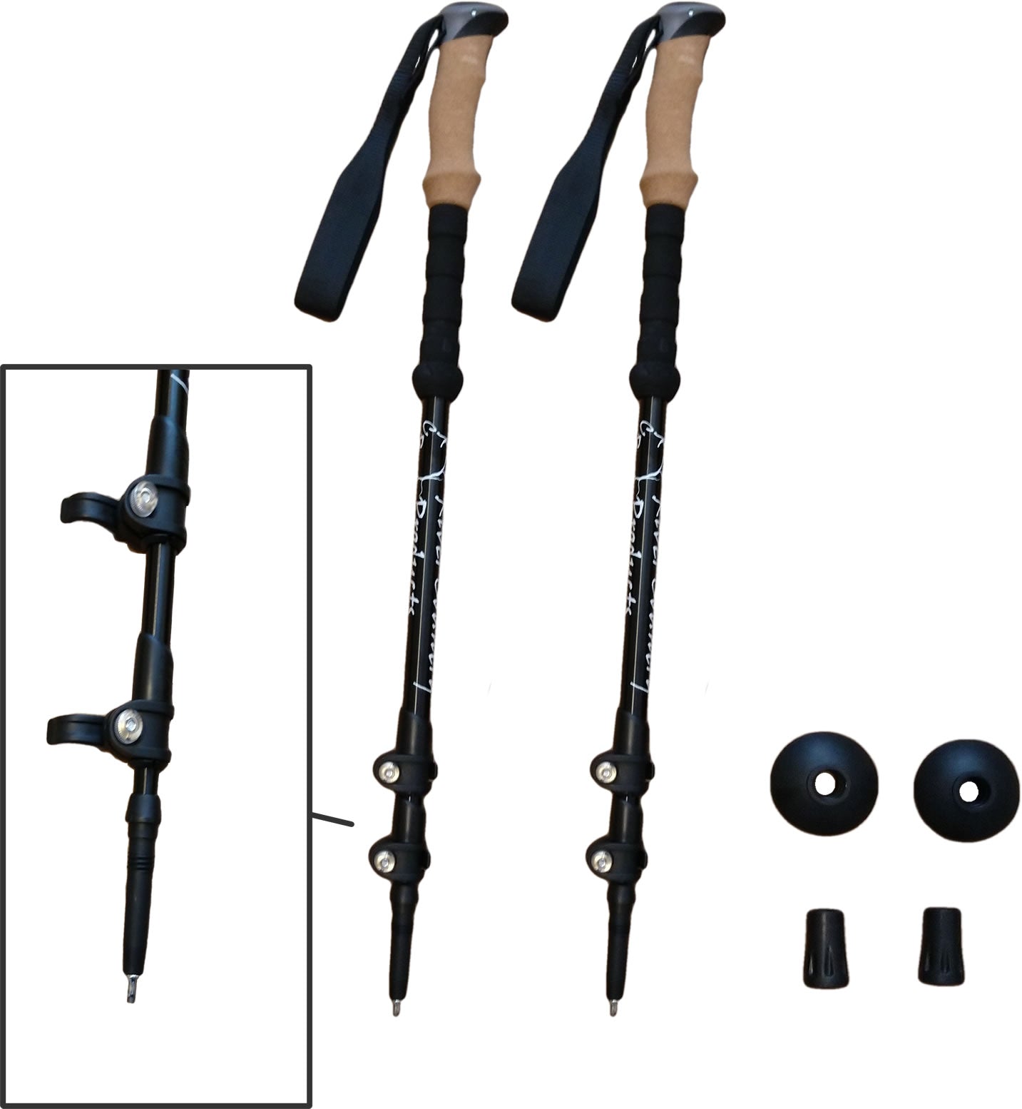 River Country Gear trekking poles pair 20% carbon mix black tan foam grips adjustable locks on Tampa Home & Garden Store