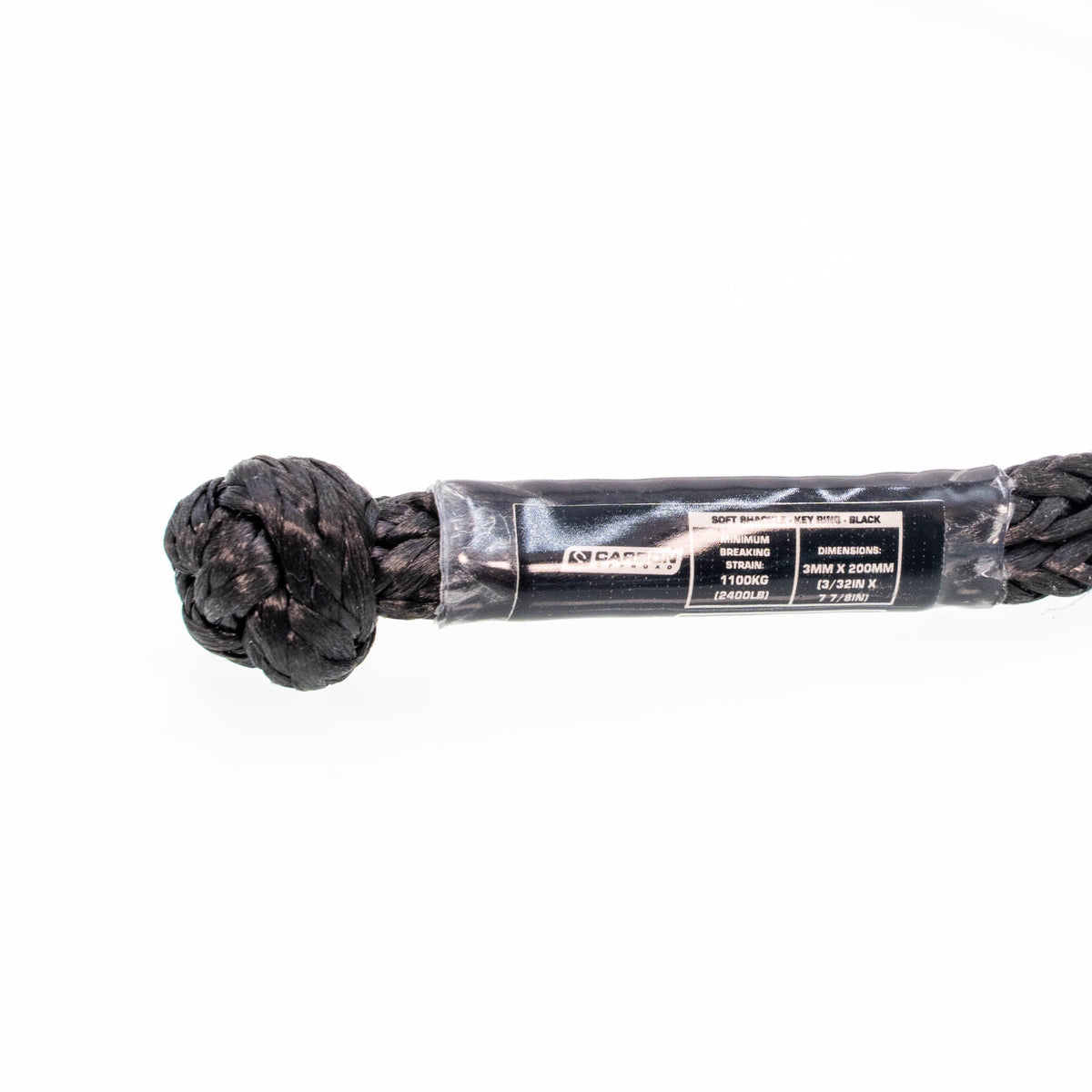 Soft Shackle Keyring 1.1 Ton black braided rope Carbon Offroad USA on Tampa Home & Garden Store