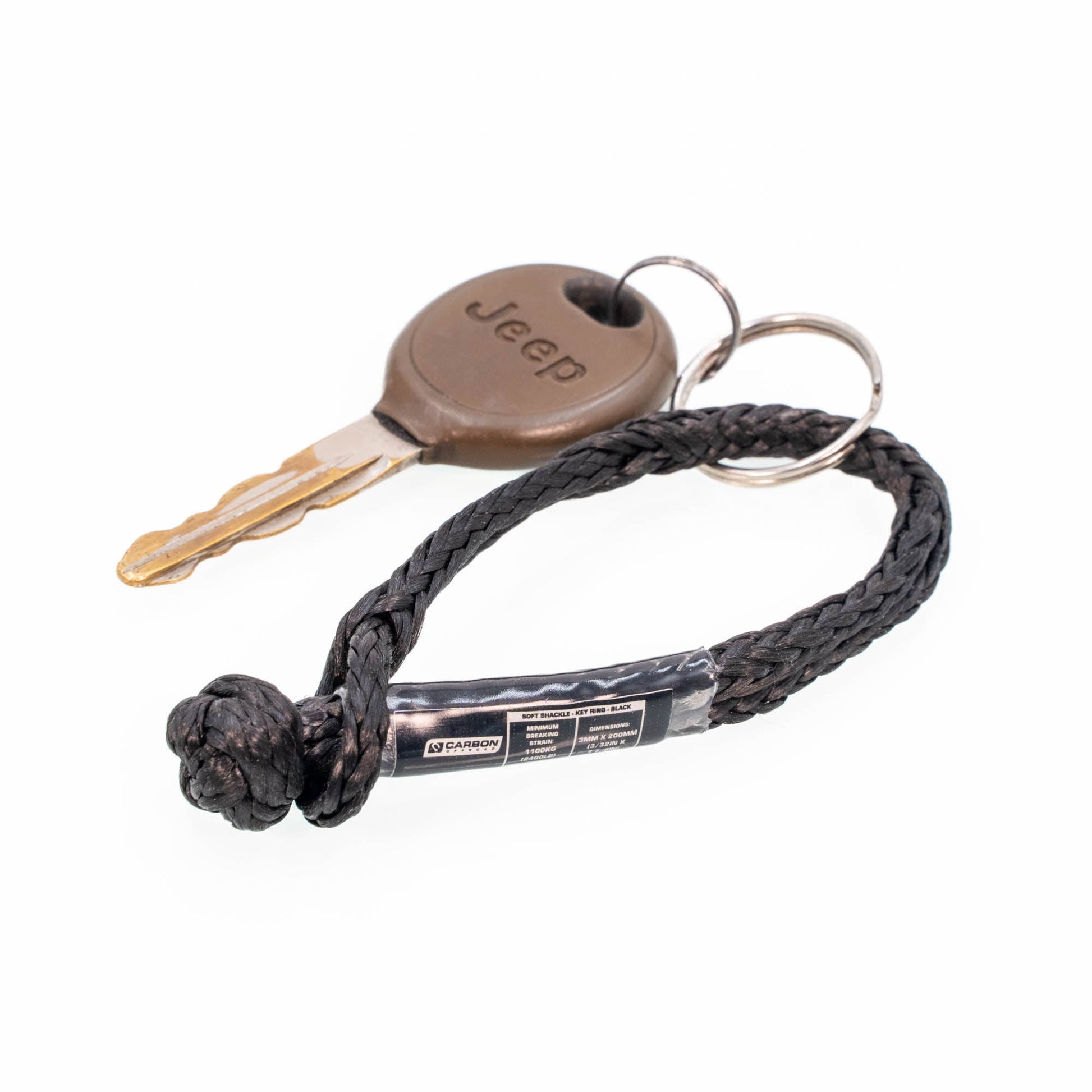 Soft Shackle Keyring 1.1 Ton by Carbon Offroad USA, black braided cord bronze shackle on Tampa Home & Garden Store