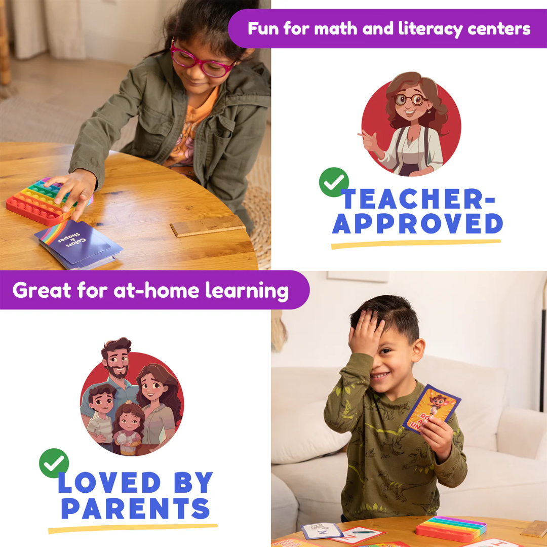 Card Pack Bundle educational toy by The Fidget Games; kid uses colorful card packs at home on Tampa Home & Garden Store