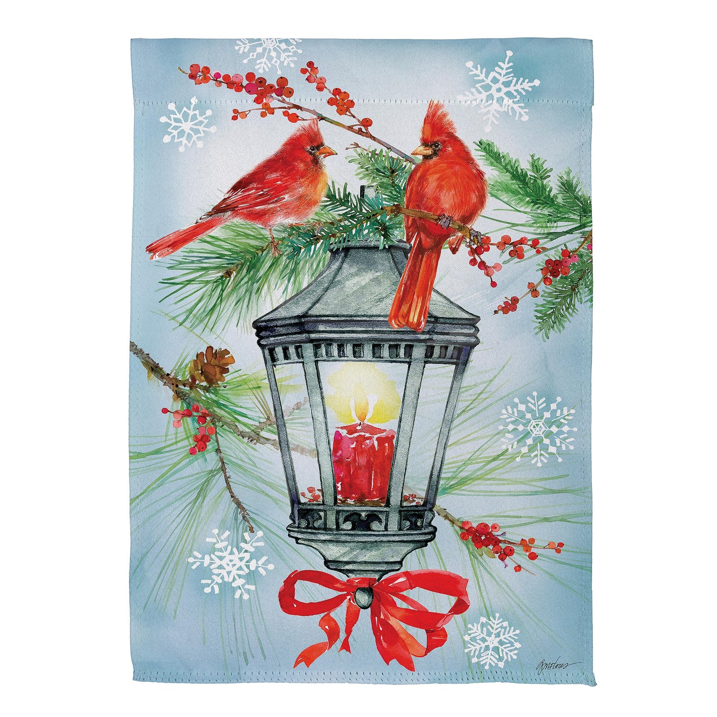 Cardinal Lantern Suede Garden Flag - Tampa Home & Garden Store