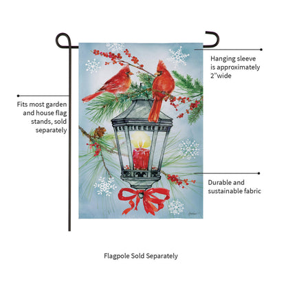Cardinal Lantern Suede Garden Flag - Tampa Home & Garden Store