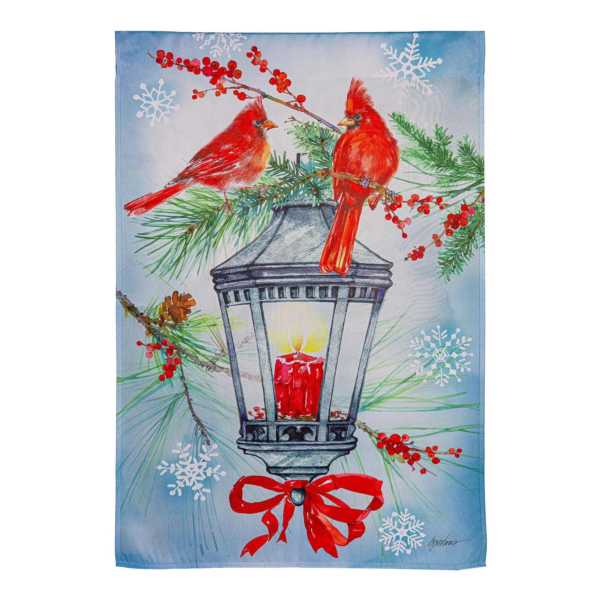 Cardinal Lantern Suede House Flag - Tampa Home & Garden Store