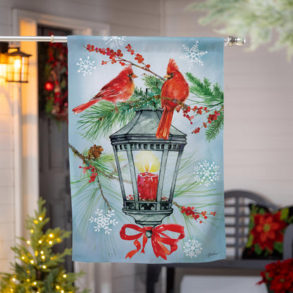 Cardinal Lantern Suede House Flag - Tampa Home & Garden Store