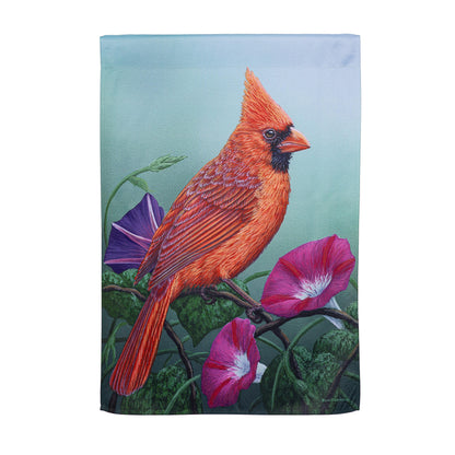 Cardinal on Morning Glory Suede House Flag - Tampa Home & Garden Store