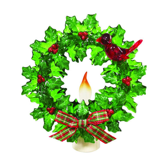 Cardinal on a Wreath Acrylic Nightlight - Tampa Home & Garden Store
