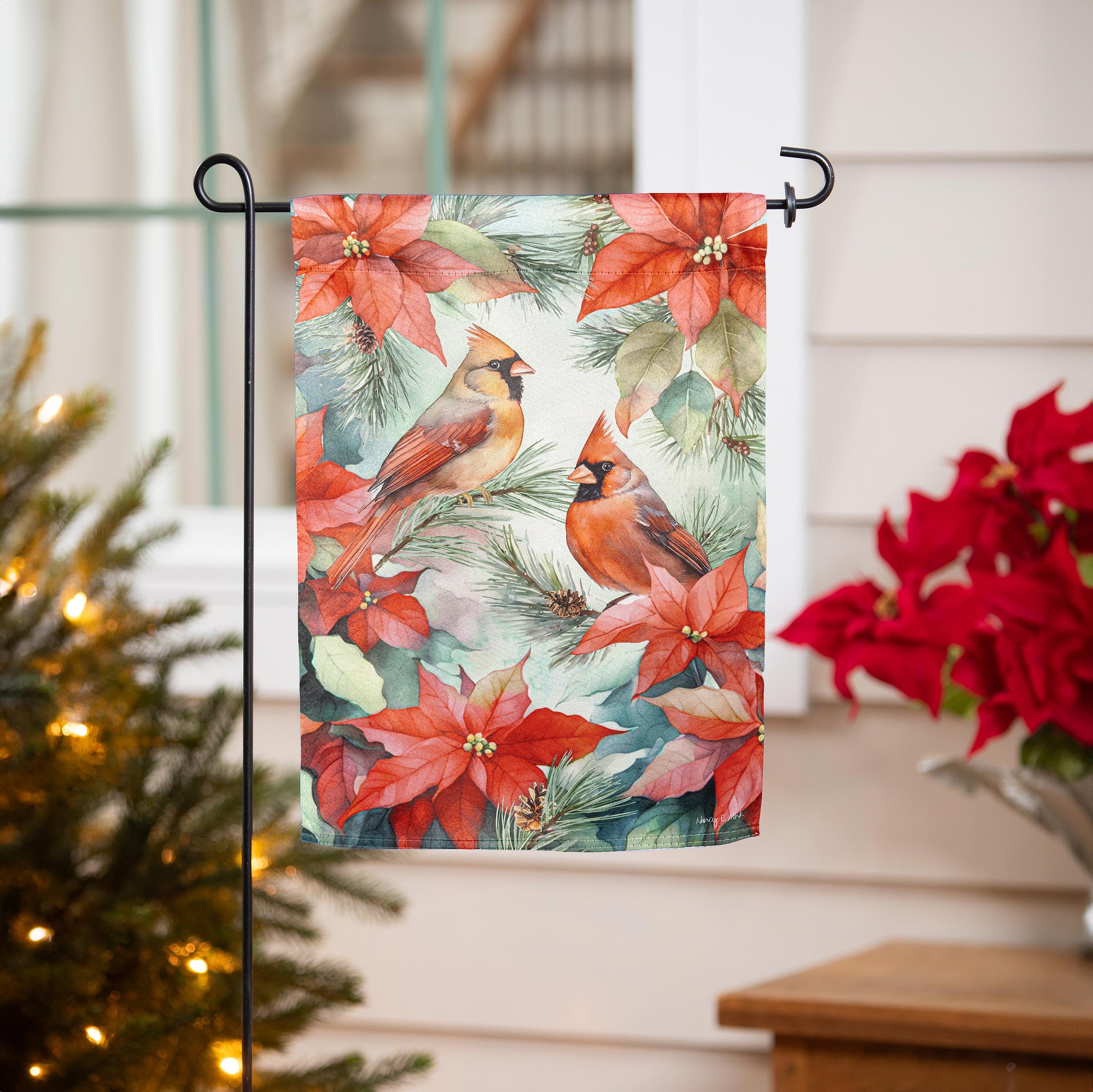 Cardinals In Winter Suede Garden Flag - Tampa Home & Garden Store