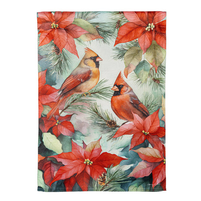 Cardinals In Winter Suede Garden Flag - Tampa Home & Garden Store