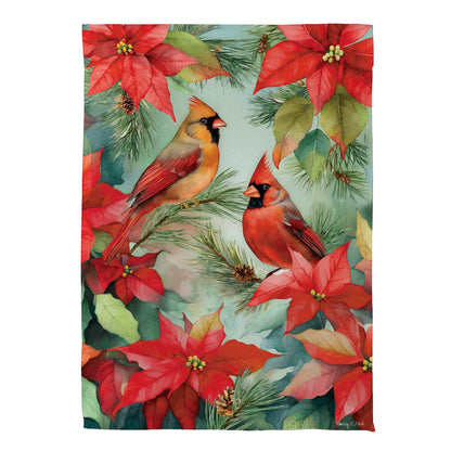 Cardinals In Winter Suede House Flag - Tampa Home & Garden Store