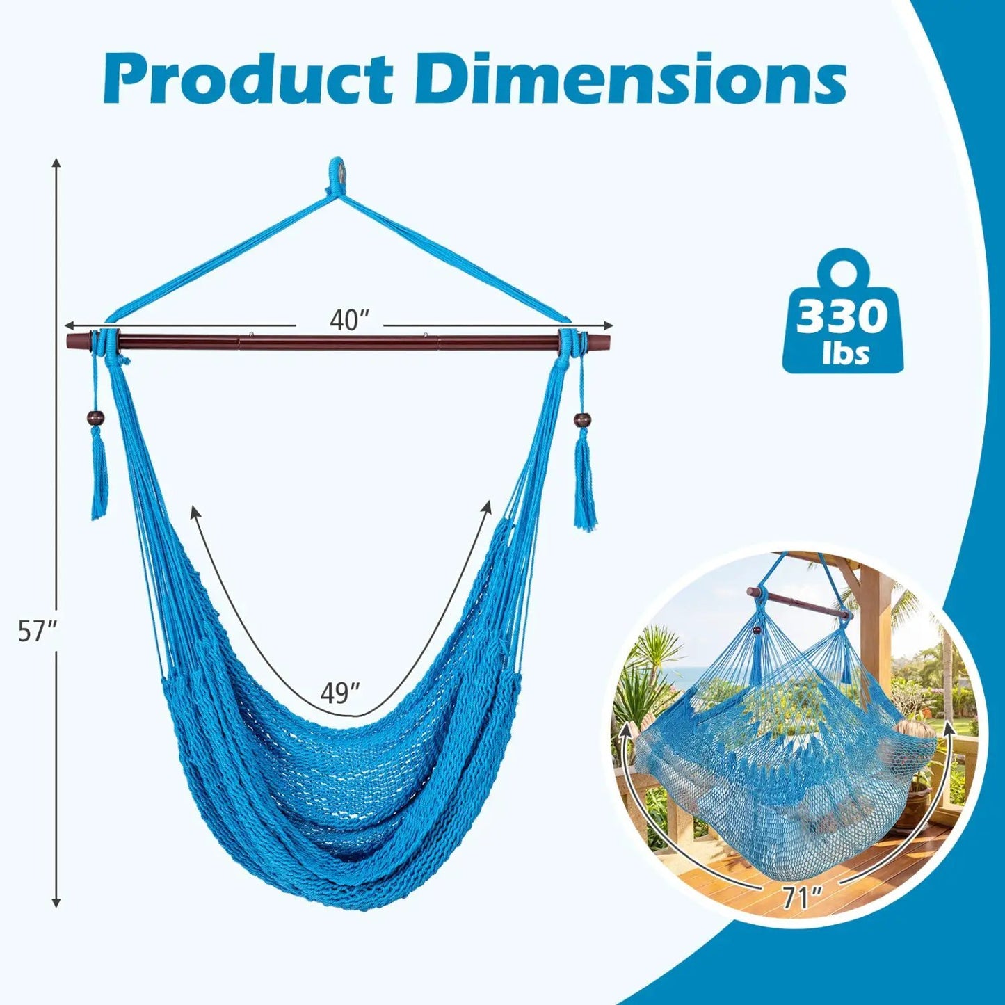 Caribbean Hammock Chair with Spreader Bar Large