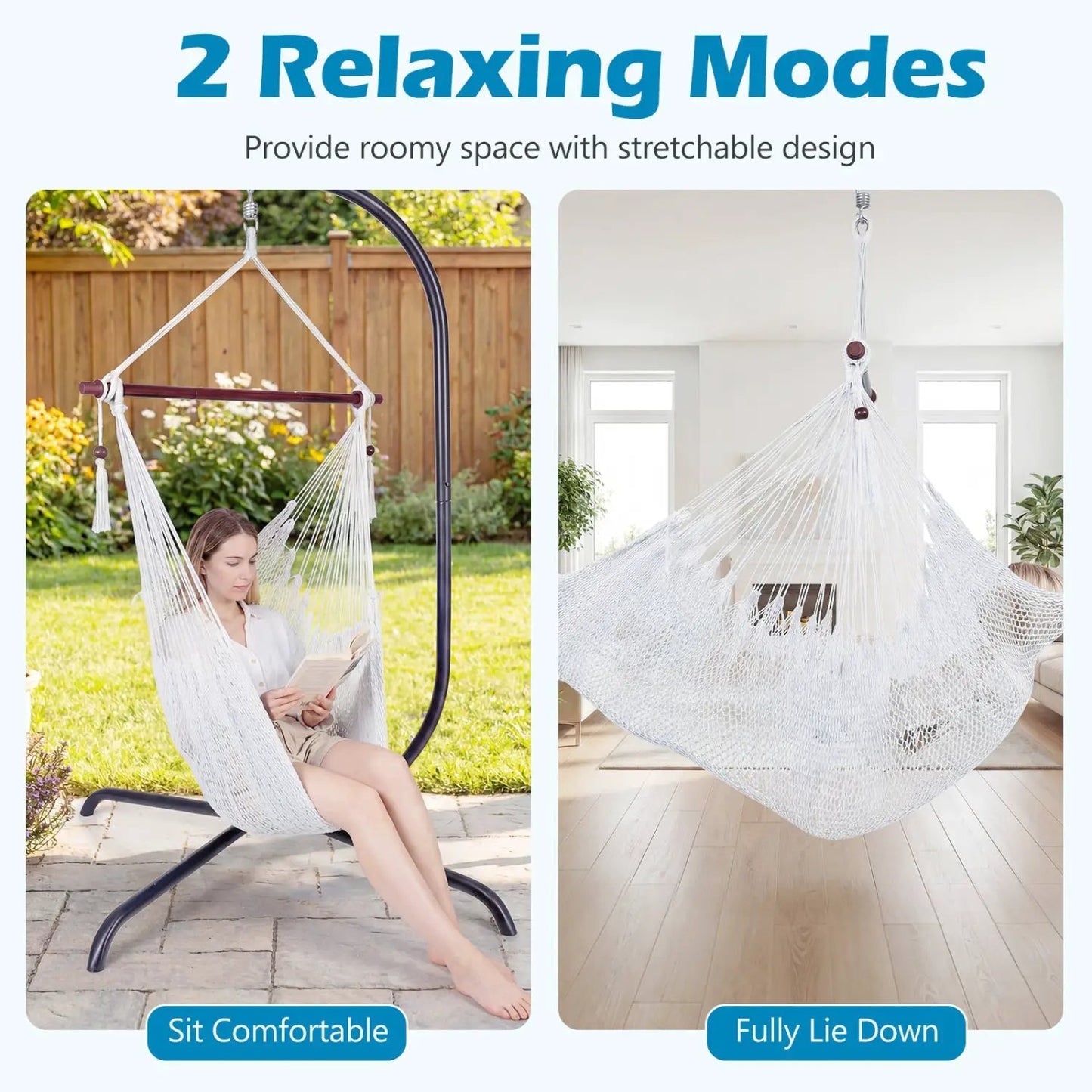 Caribbean Hammock Chair with Spreader Bar Beige