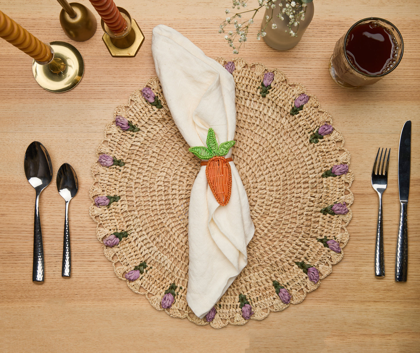 Carrot Napkin Ring – 3.5” Handwoven Iraca Palm – Artisan Spring Table Decor from Colombia - Tampa Home & Garden Store