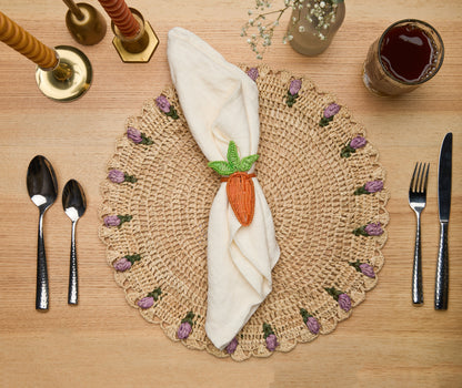 Carrot Napkin Ring – 3.5” Handwoven Iraca Palm – Artisan Spring Table Decor from Colombia - Tampa Home & Garden Store