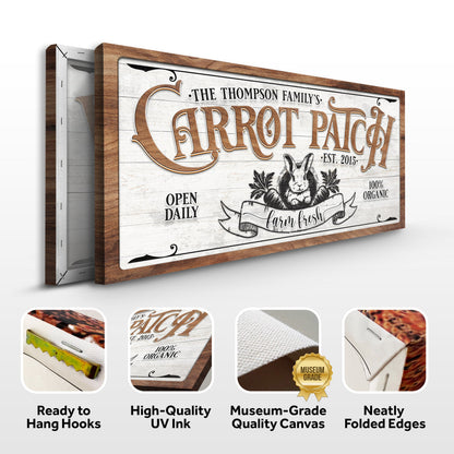 Carrot Patch Easter Sign II canvas by Tailored Canvases with rustic wood frame on Tampa Home & Garden Store