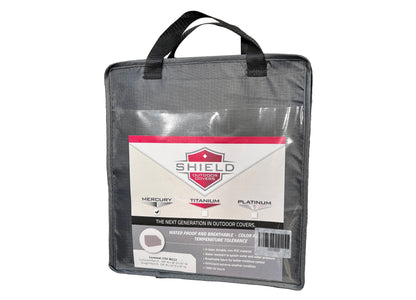 Fire Pit Cover rectangle 50x30 Mercury Shield Outdoor Covers gray fabric with black handles on Tampa Home & Garden Store