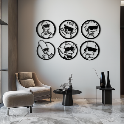 Cartoon Family Silhouette Metal Wall Art – Fun Black Modern Home Decor- KAF528 - Tampa Home & Garden Store