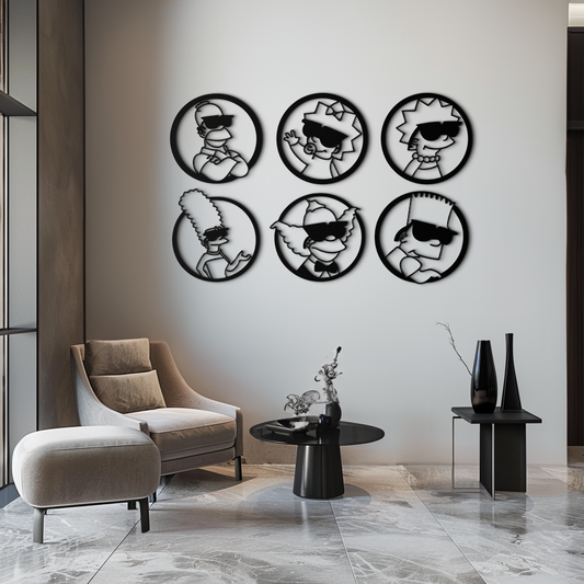 Cartoon Family Silhouette Metal Wall Art – Fun Black Modern Home Decor- KAF528 - Tampa Home & Garden Store