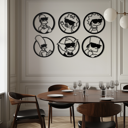 Cartoon Family Silhouette Metal Wall Art – Fun Black Modern Home Decor- KAF528 - Tampa Home & Garden Store
