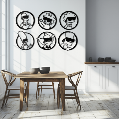 Cartoon Family Silhouette Metal Wall Art – Fun Black Modern Home Decor- KAF528 - Tampa Home & Garden Store