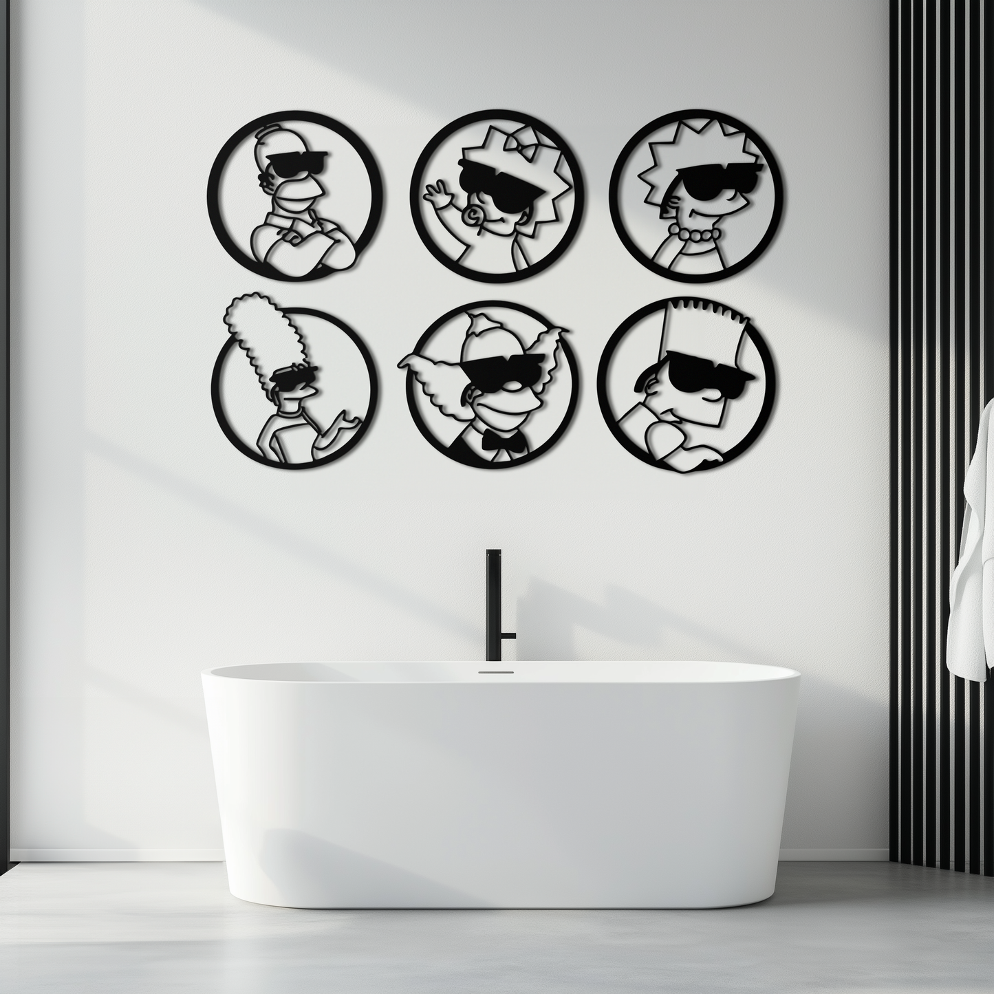 Cartoon Family Silhouette Metal Wall Art – Fun Black Modern Home Decor- KAF528 - Tampa Home & Garden Store