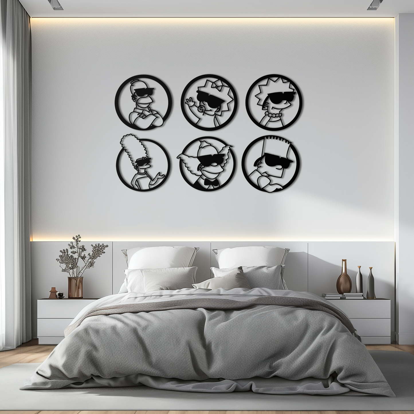 Cartoon Family Silhouette Metal Wall Art – Fun Black Modern Home Decor- KAF528 - Tampa Home & Garden Store