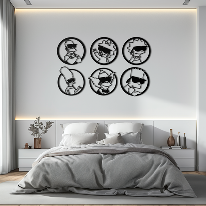Cartoon Family Silhouette Metal Wall Art – Fun Black Modern Home Decor- KAF528 - Tampa Home & Garden Store